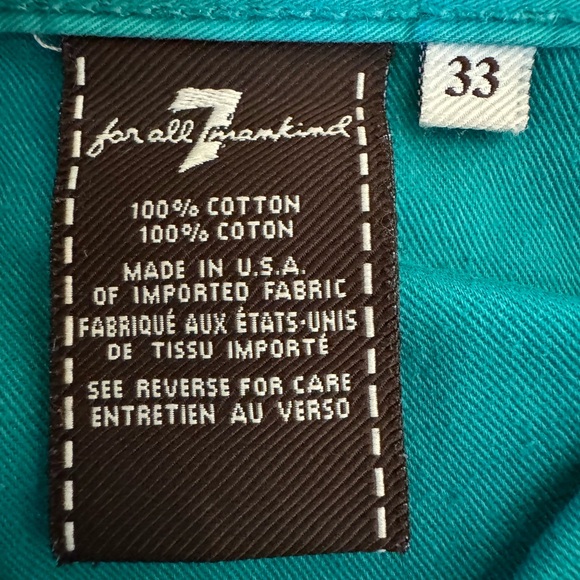 7 for all Mankind Women’s Teal Bootcut Pants Size 33 - Picture 12 of 12